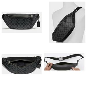 Black Coach Warren Belt bag in signature canvas